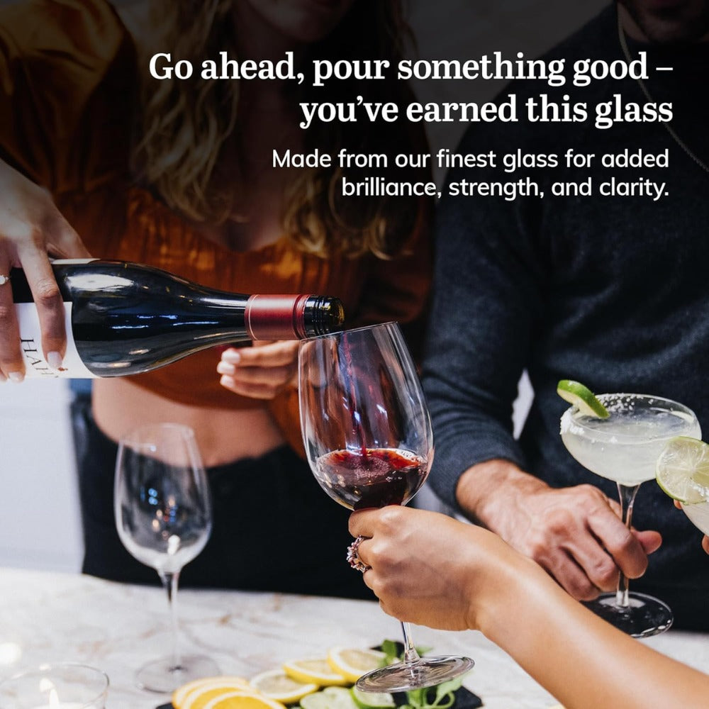 Signature Kentfield Estate All-Purpose Wine Glasses Set of 4 | Premium Long Stem Crystal Clear Wine Glasses for Red & White Wine